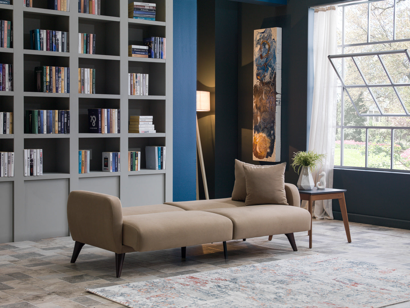 Lelana 78.75'' Sleeper Sofa with Storage Beige by Bellona